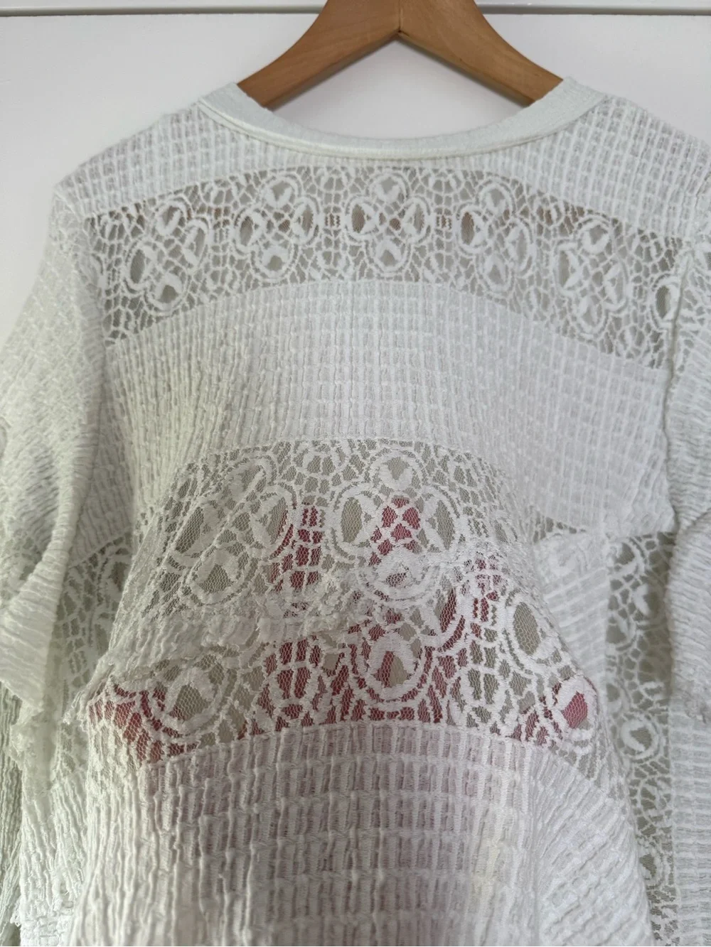 Free People Snowfall Tunic Top Lacy Romantic Soft Girl Boho Chic Coquette Airy